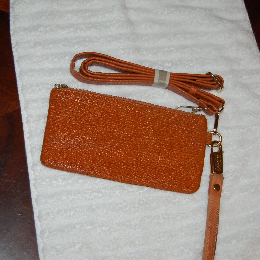 LAUDI VIDNI Rust Colored Leather Crossbody/Wristlet Purse